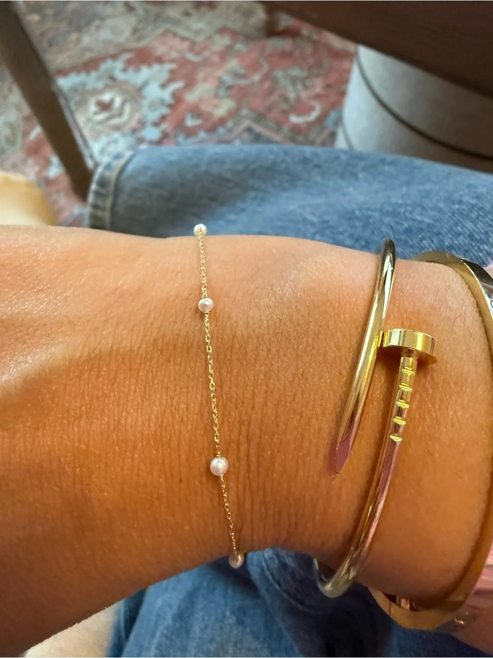 Gorjana Newport Birthstone Bracelet - Gold with White Accent - Picture 2 of 3